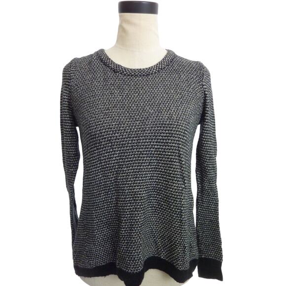 Madewell Black White Sweater Knit Top XS Dotweave Slouchy Pullover Riverside - Picture 1 of 6